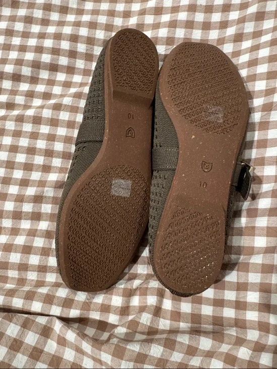 Rothy's Green Knit Mary Jane Flats with Gold Buckle Detail - Picture 2 of 4